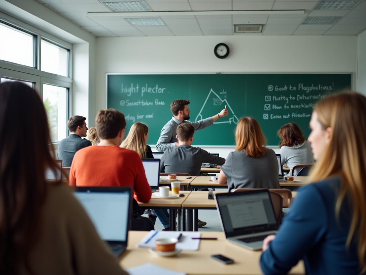 Eine Klasse in der moderne und traditioneller Lernmethoden zum Einsatz kommen