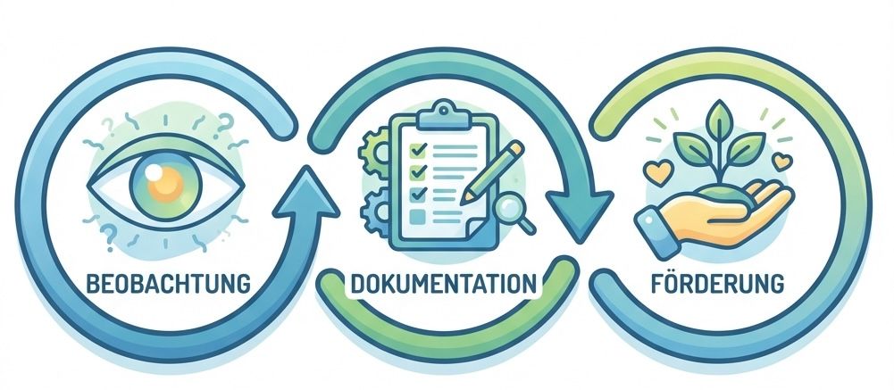 Kipti Infografik zur Früherkennung in der Schule - Systematische Beobachtung und Dokumentation
