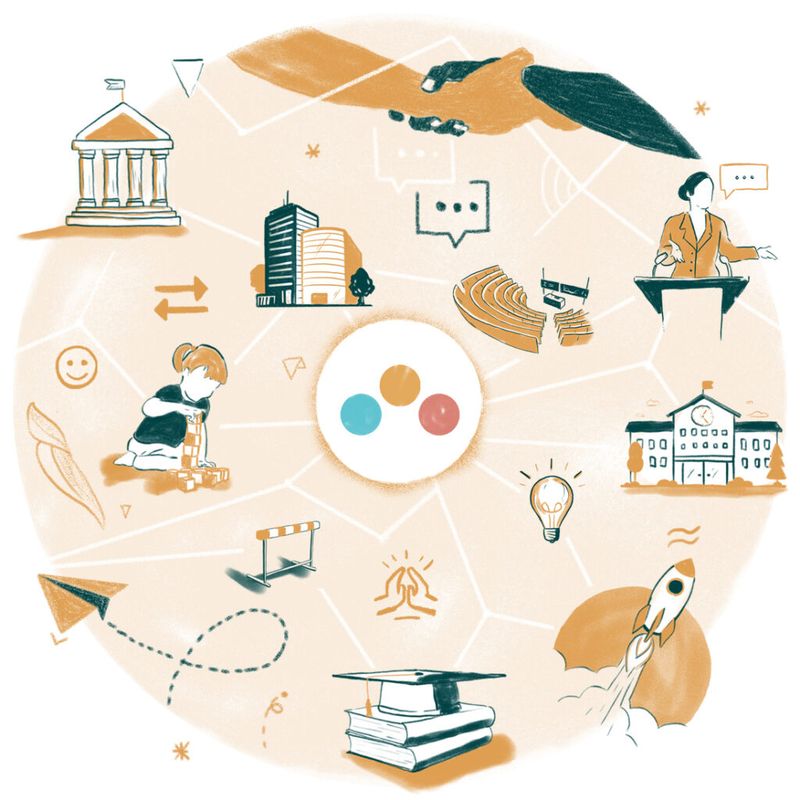 Illustration: Netzwerke und Zusammenarbeit im Bildungsbereich (edusiia)