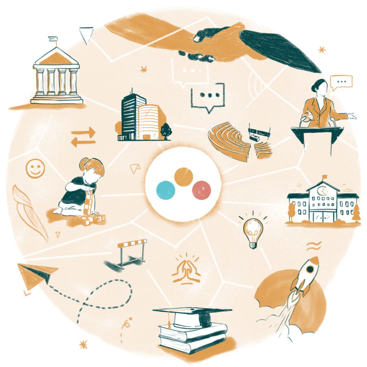 Illustration: Netzwerke und Zusammenarbeit im Bildungsbereich (edusiia)