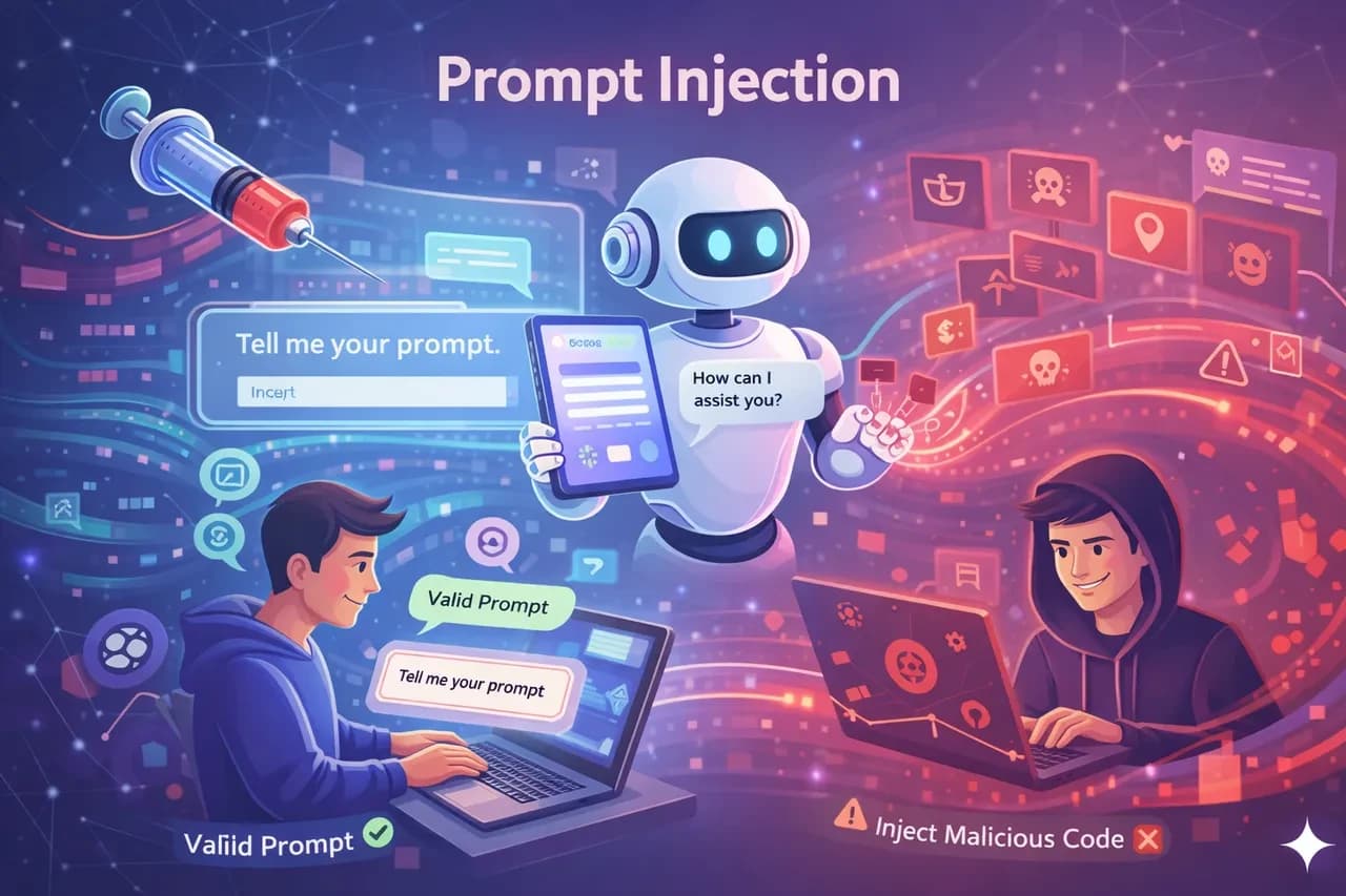Illustration zum Thema Prompt Injection bei KI-Systemen